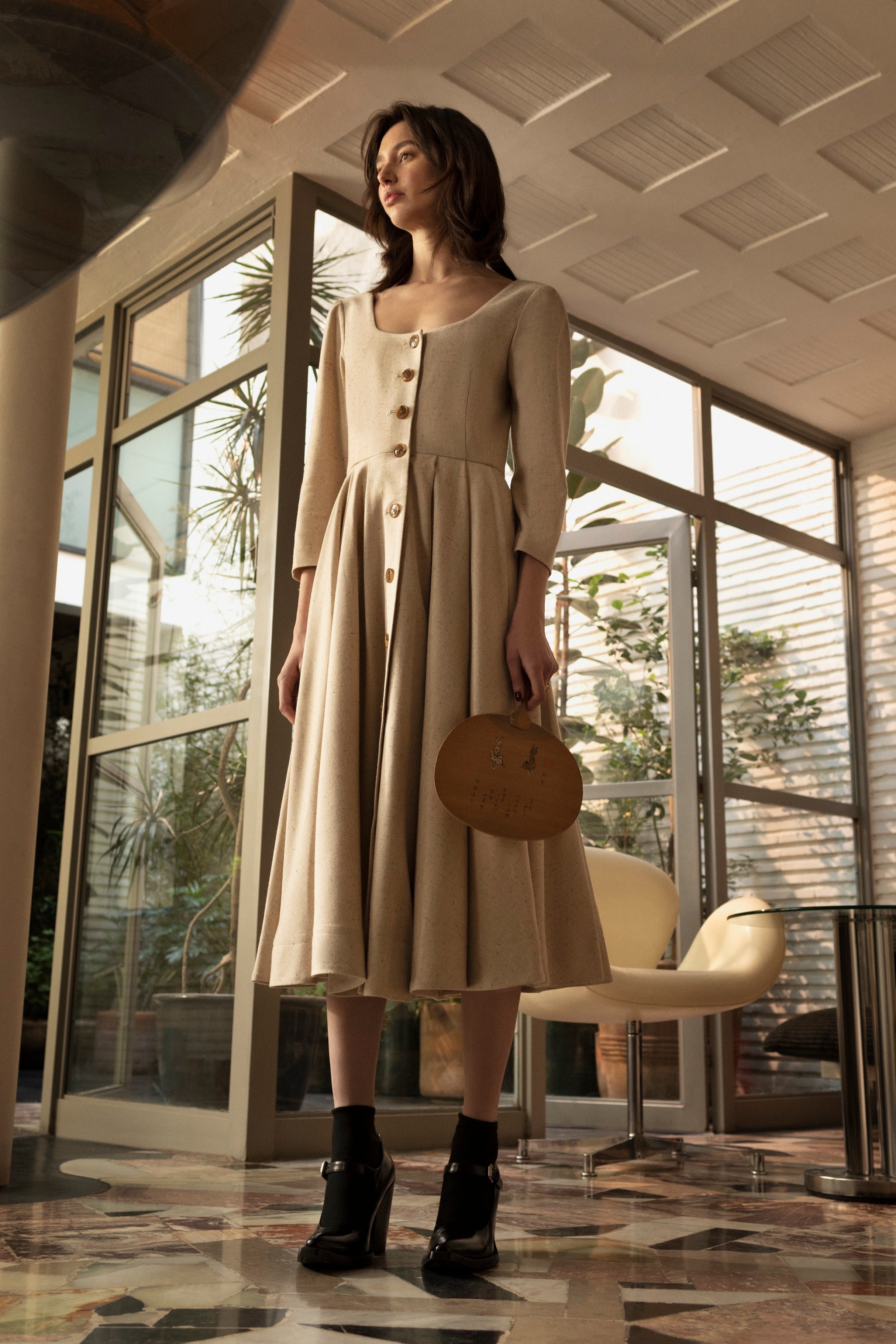 Palosanto Dress - light tweed