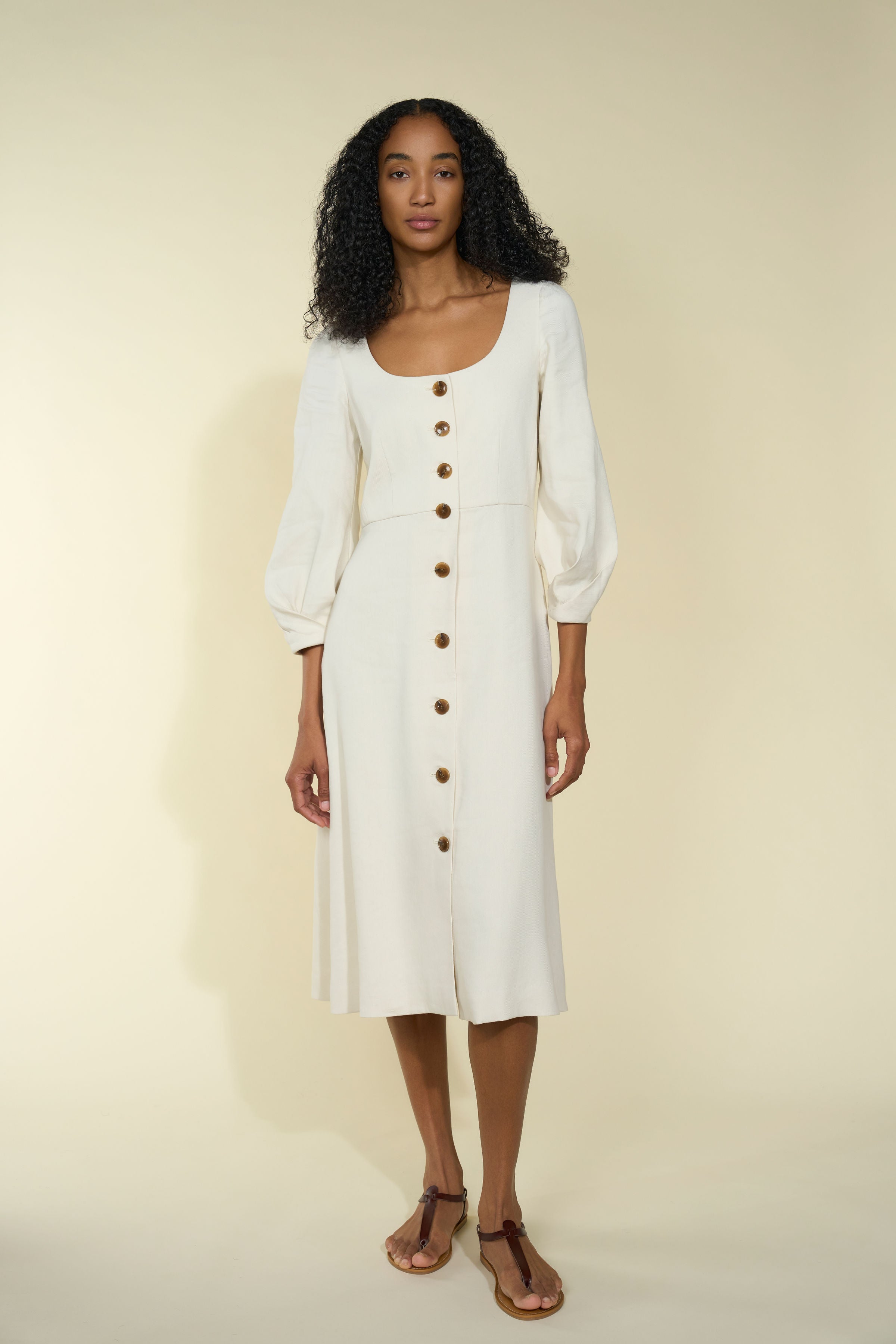 italian white linen dress The Bellina Italian Linen Dress paired with our Aria Cashmere Scarf