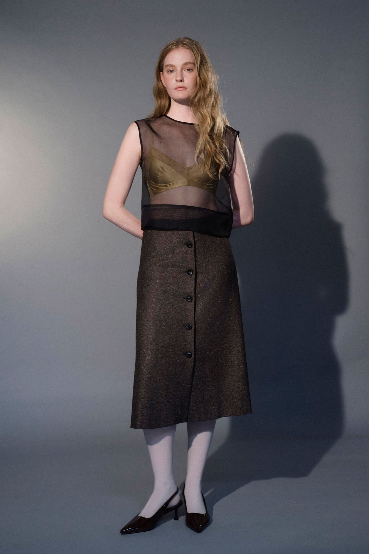Stathe Guacaporo Skirt in Speckled Truffle — alternate front view