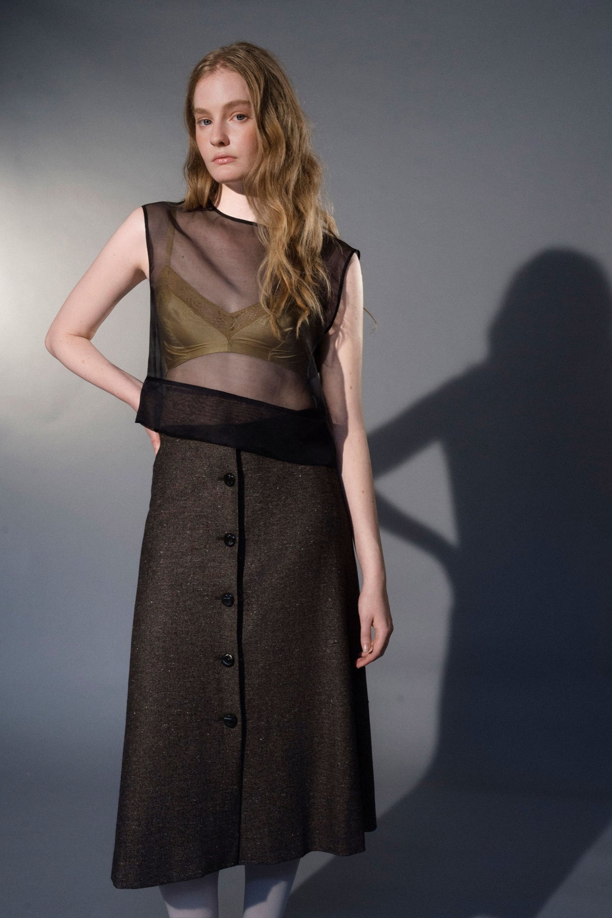 Stathe Guacaporo Skirt in Speckled Truffle — three-quarter view