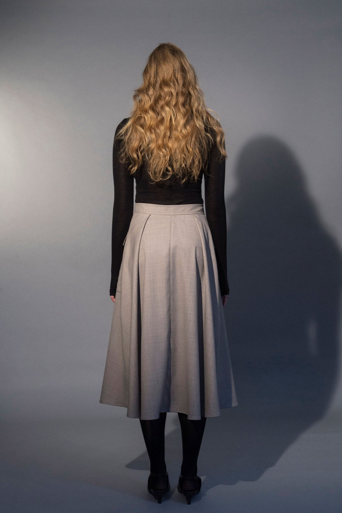Stathe Samota Skirt in Oatmeal — back view