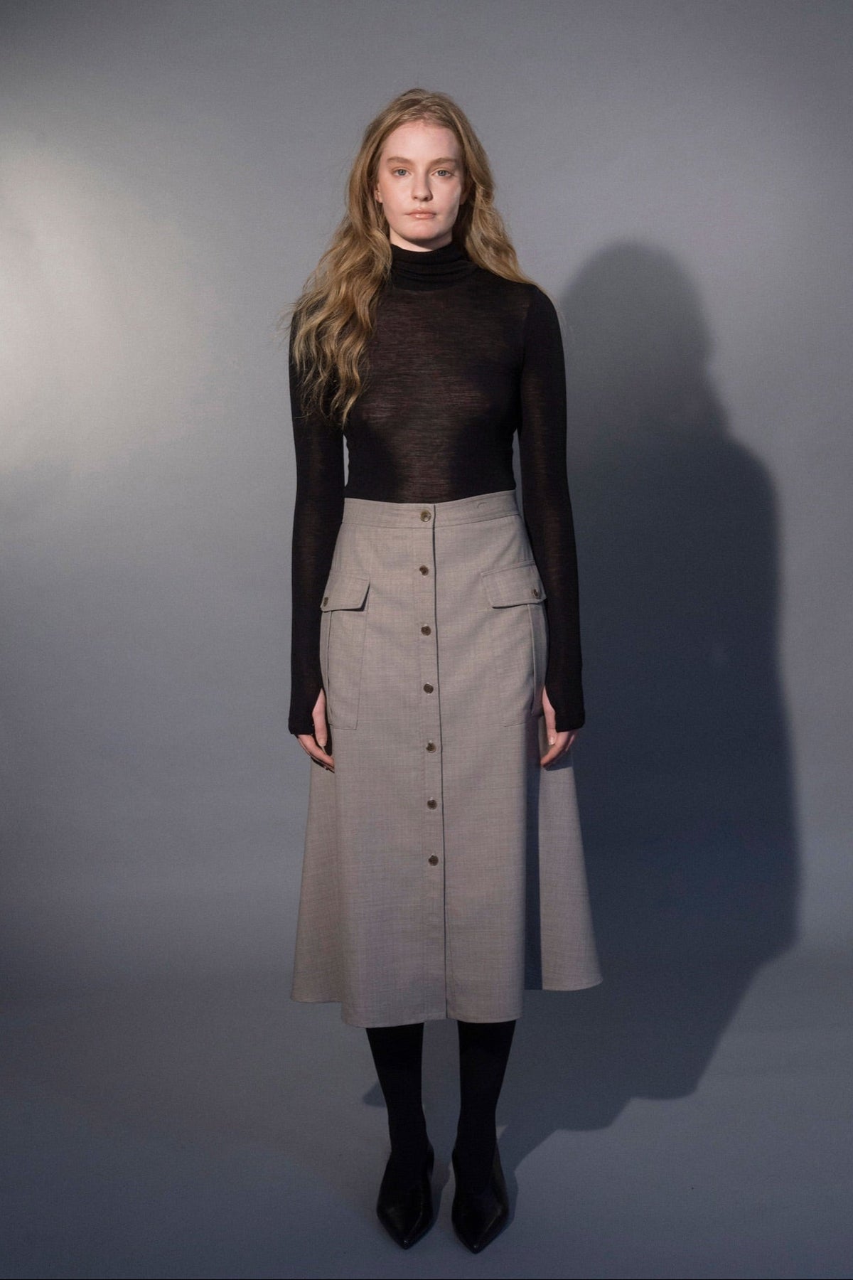 Stathe Samota Skirt in Oatmeal — front view