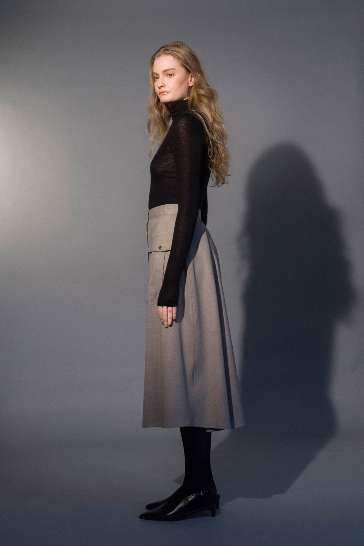 Stathe Samota Skirt in Oatmeal — side view