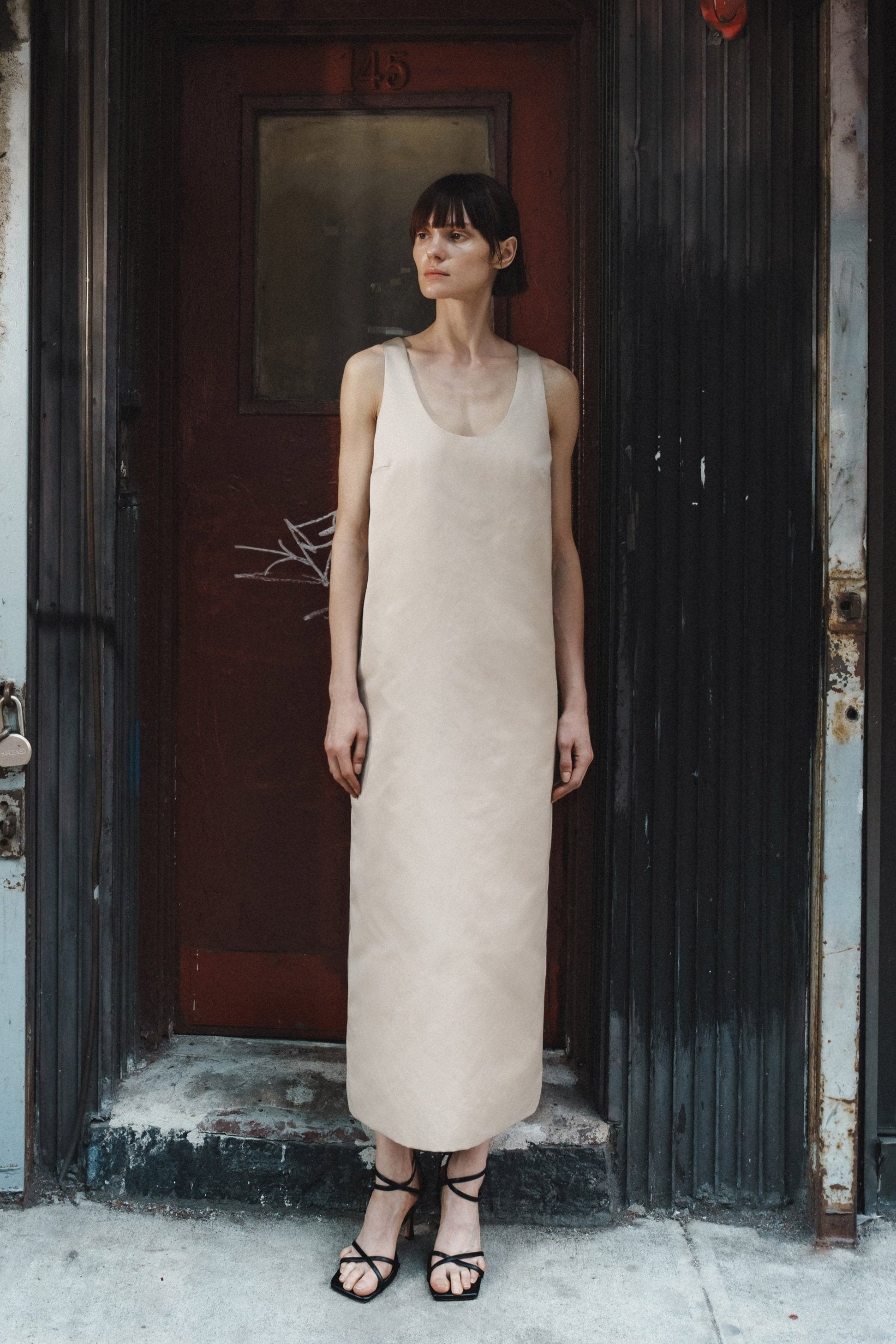 buttermilk satin dress Clothing: Maxi Dresses: 'Safaira' Buttermilk Satin Draped Cowl Neck Maxi Dress