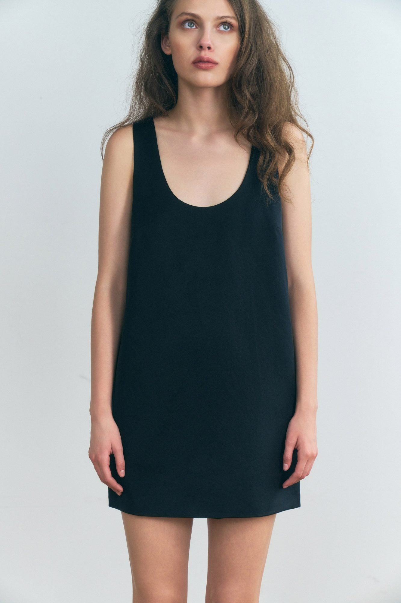 Stathe Tabachin Minidress in Black — full-length front view