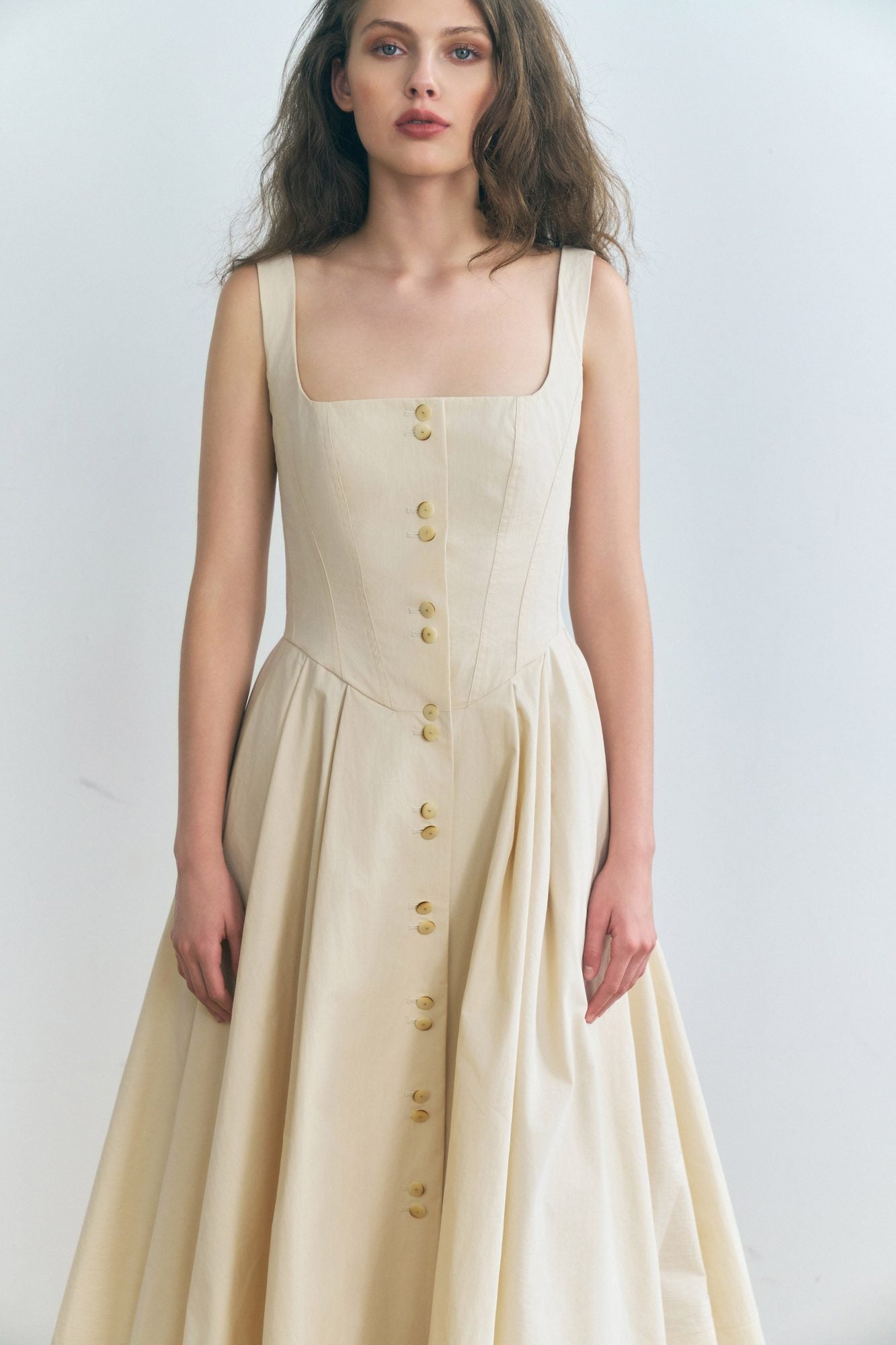 Stathe Toloache Dress in Powder — full-length front view