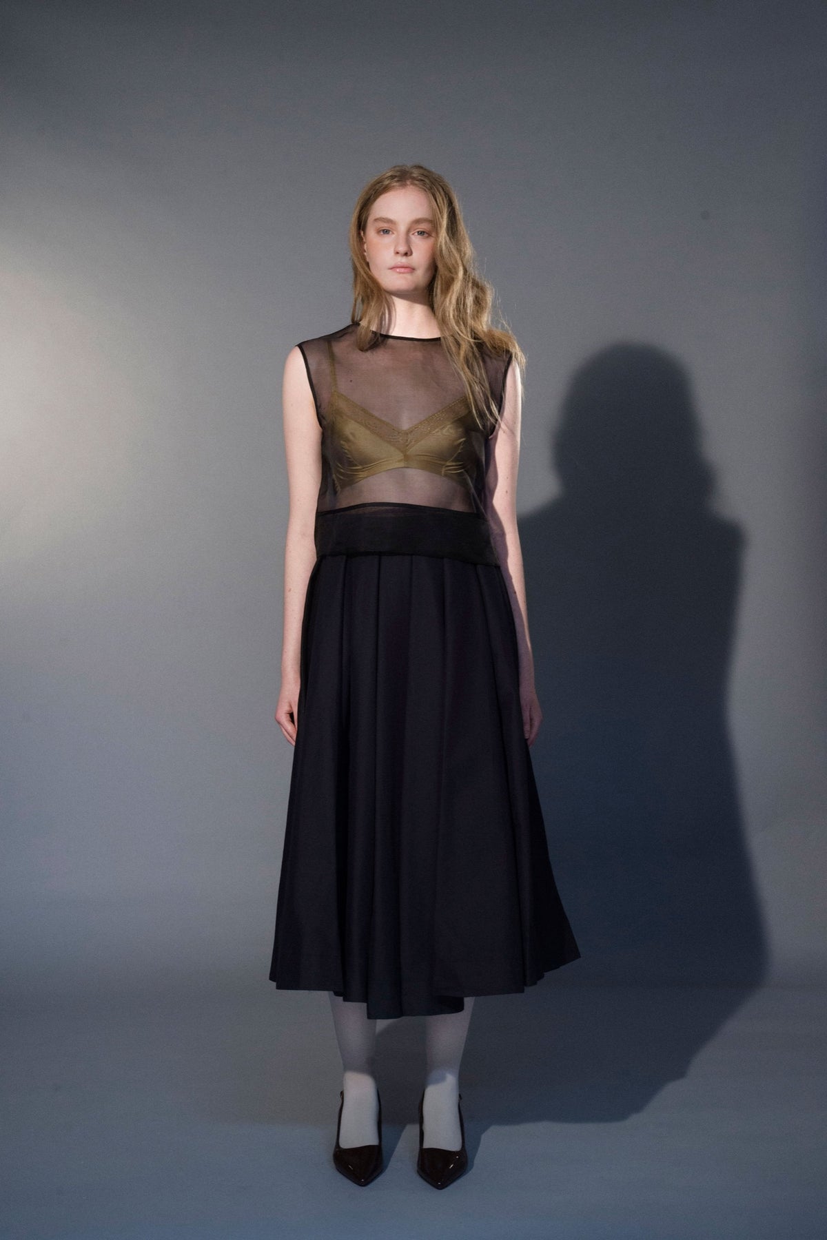 Stathe Vinorama Skirt in Black — full-length front view